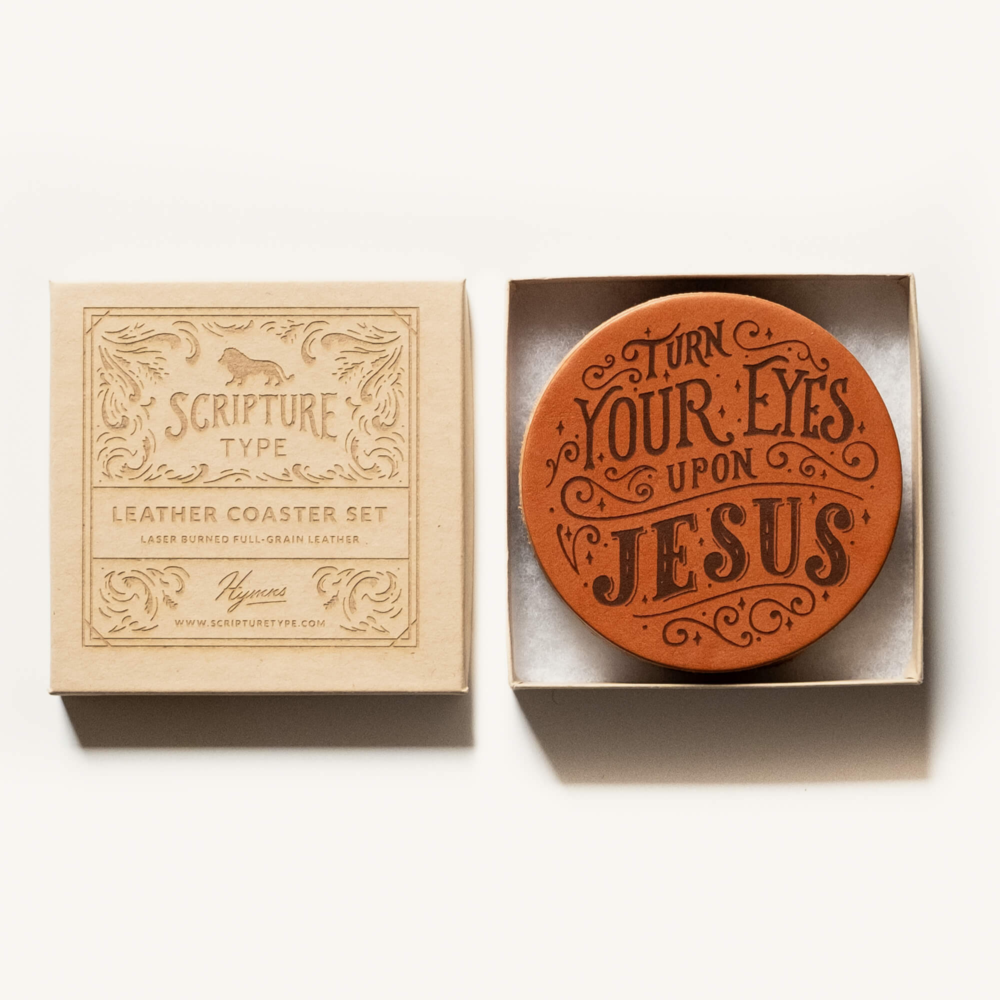 "Hymns" Leather Coaster Set