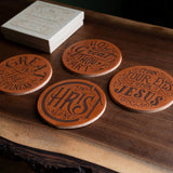 "Hymns" Leather Coaster Set