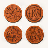 "Hymns" Leather Coaster Set