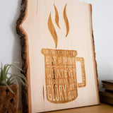 Scripture Type wood wall art live-edge slab