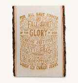 Scripture Type wood wall art live-edge slab