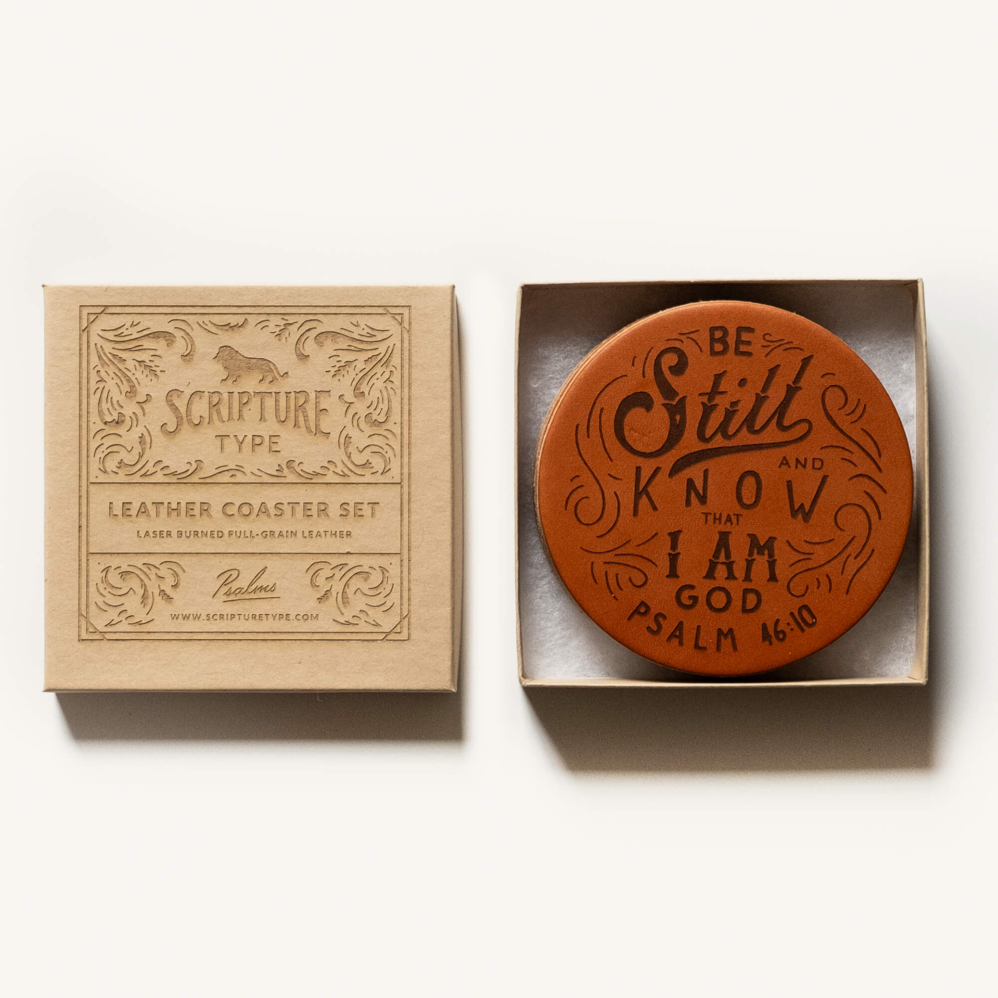 "Psalms" Leather Coaster Set