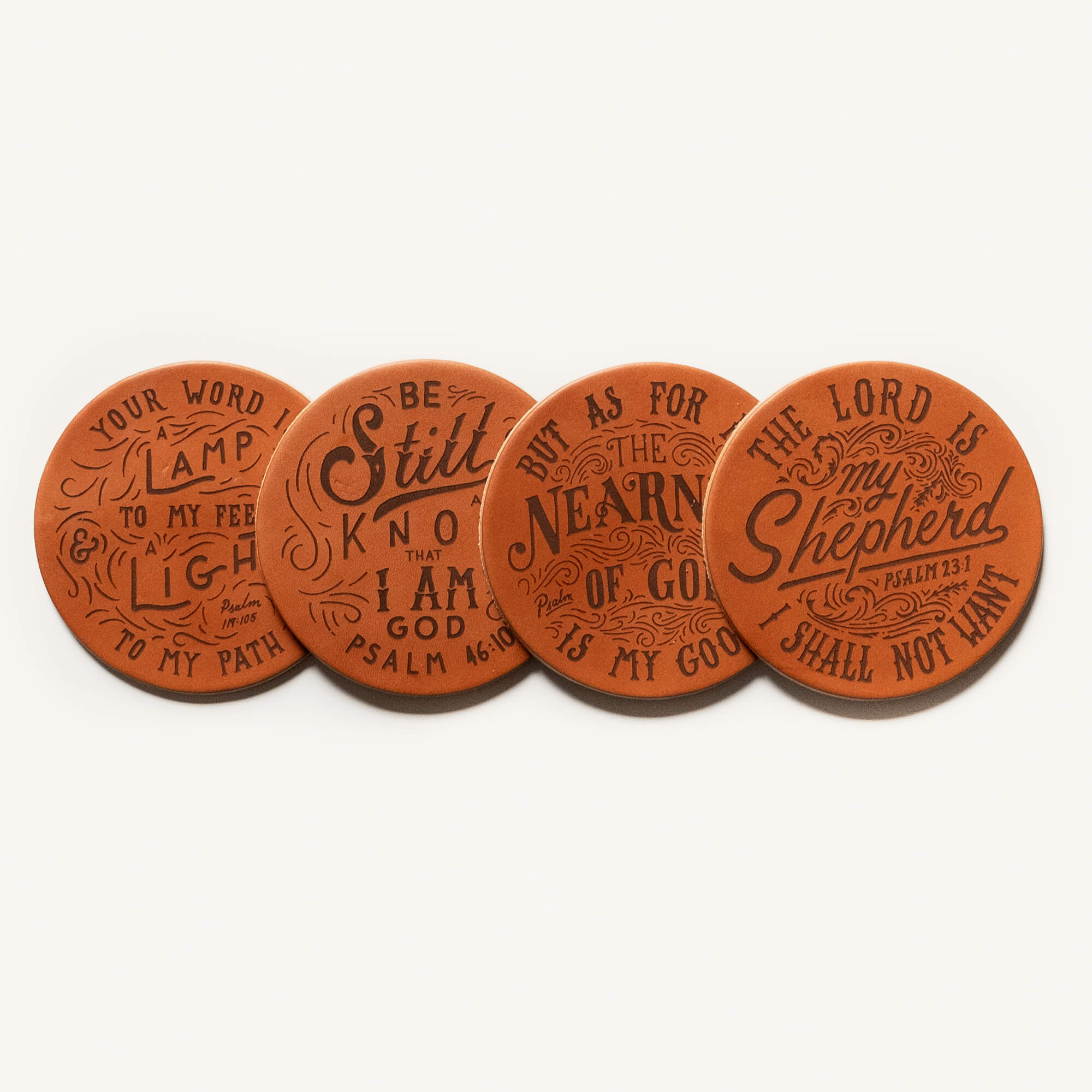 "Psalms" Leather Coaster Set