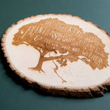 Psalm 1:3 Does Not Wither wood laser-engraved stump