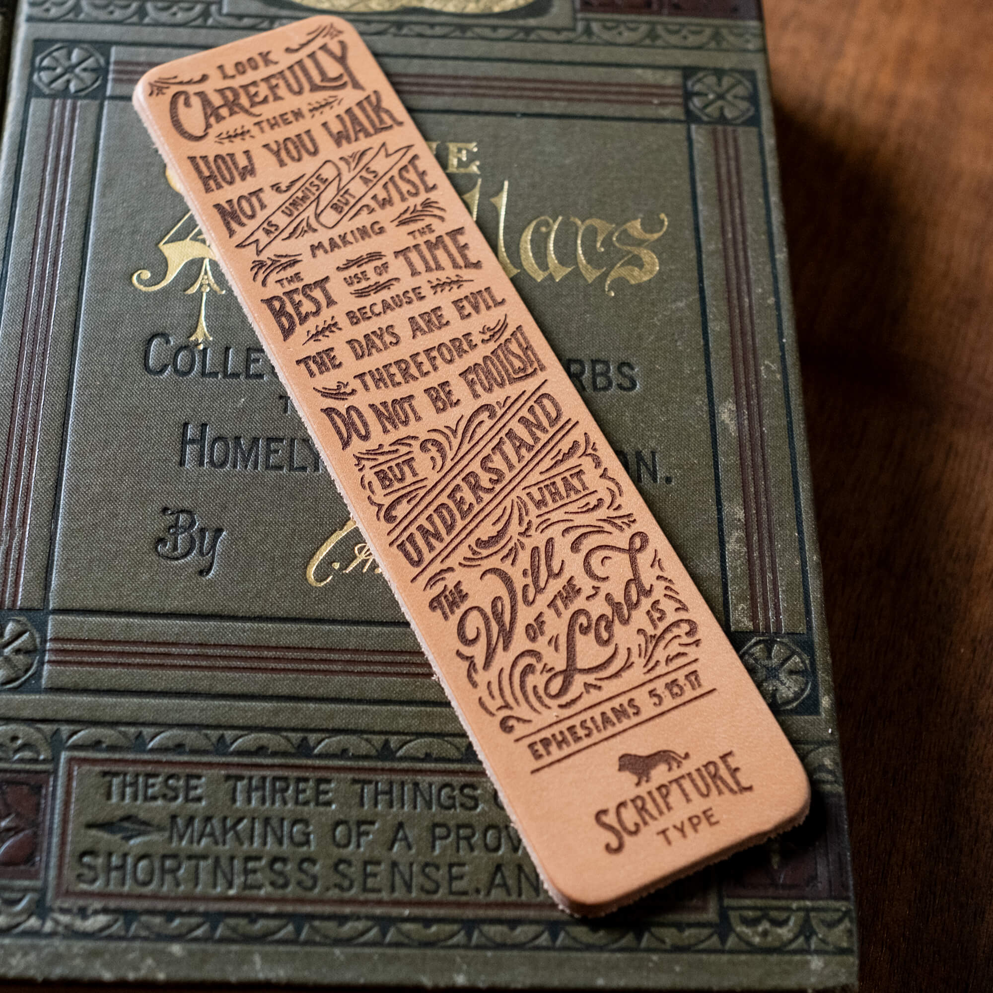  Ephesians 5:15-17 The Will of the Lord leather bookmark by Scripture Type #leather_natural