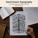 The Word of God is Living and Active Hebrews 4:12 Scripture canvas wall art hand-drawn by Scripture Type #color_charcoal