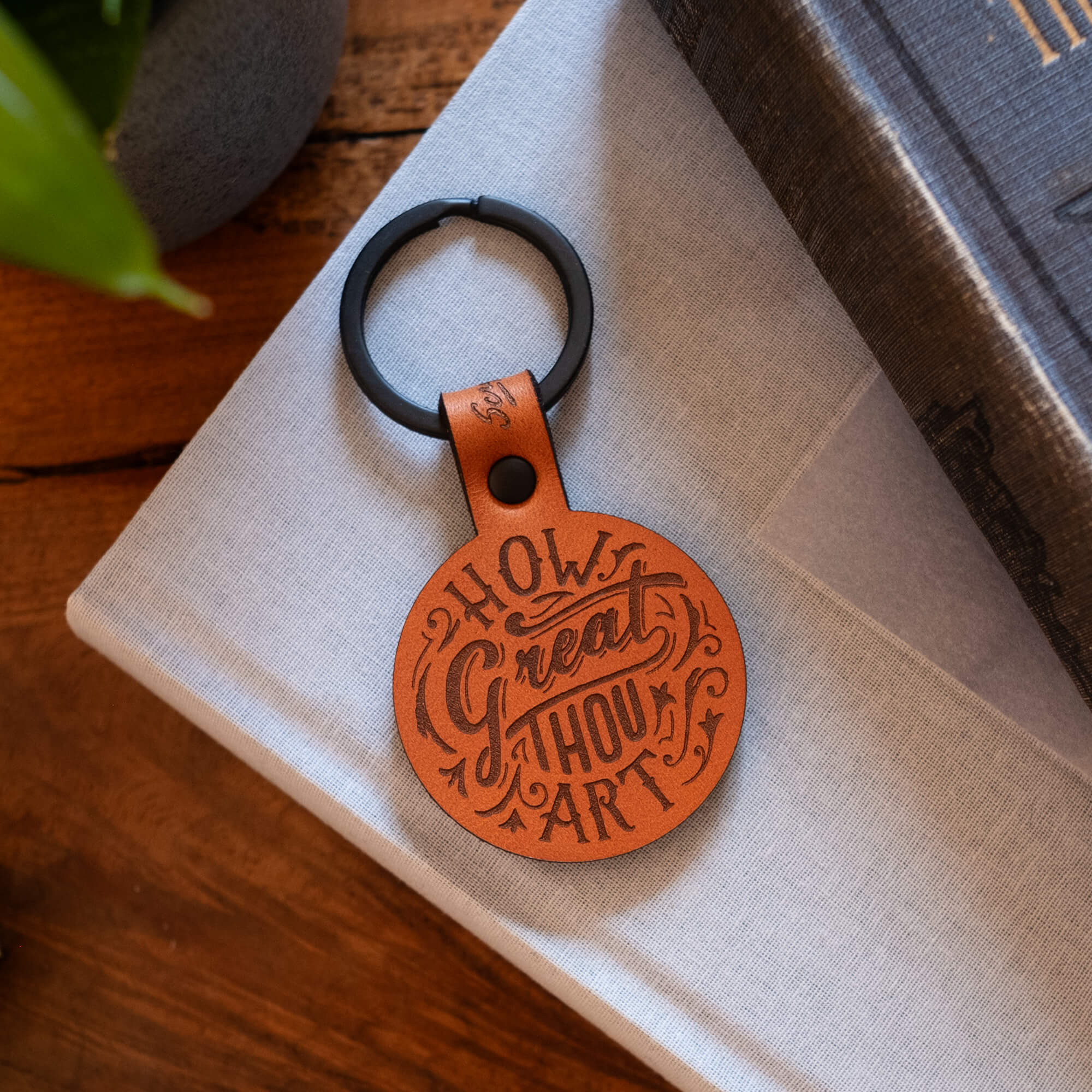 Leather Keychain - How Great Thou Art – Scripture Type