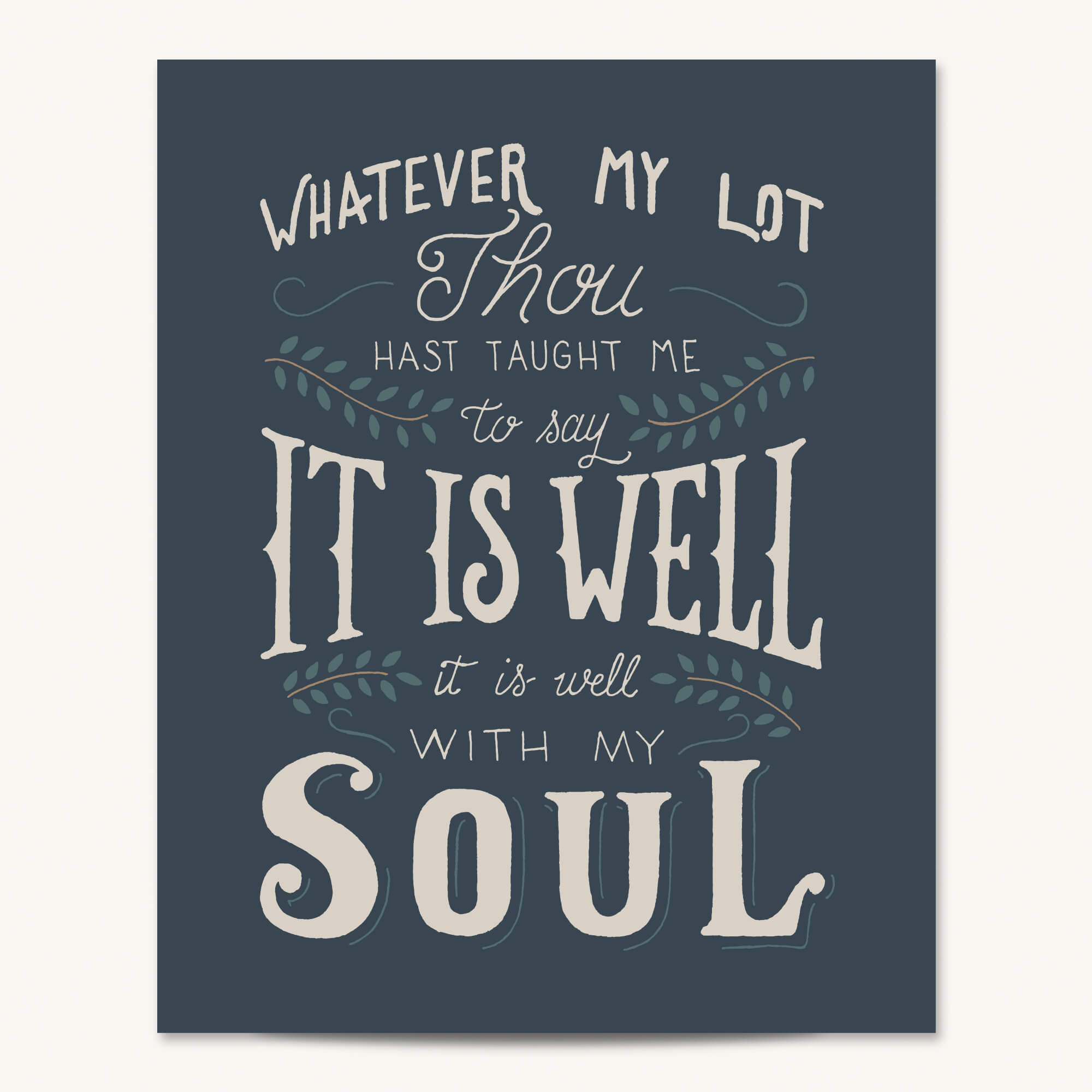 It Is Well With My Soul hand drawn art print #color_navy
