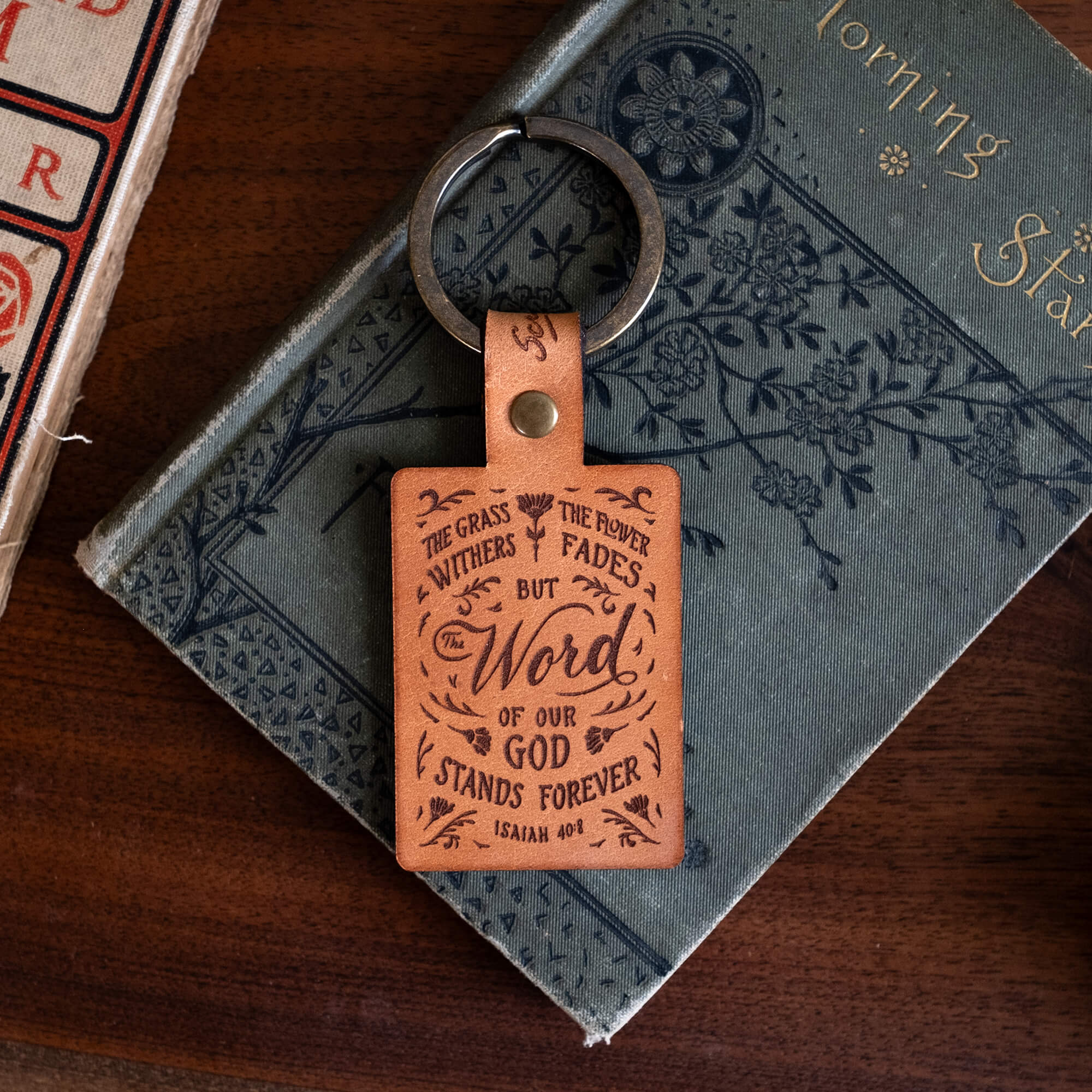 Leather Keychain - Stands Forever (Isaiah 40:8) – Scripture Type