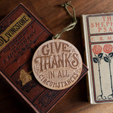 Give Thanks Wood Christmas Ornament