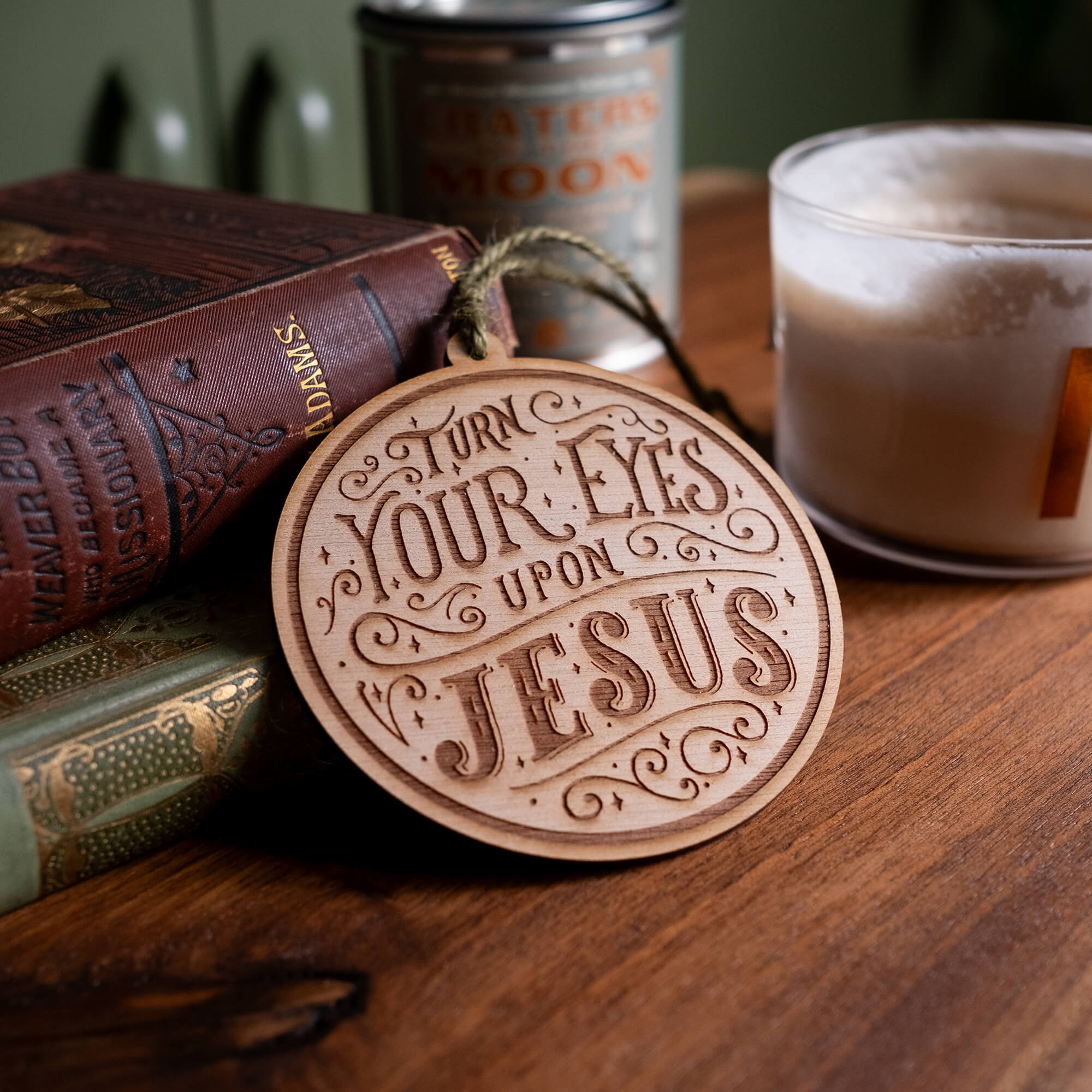 Turn your eyes upon Jesus Wood Christmas Ornament