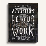Work with your hands 1 Thessalonians 4:11 framed canvas wall art hand-drawn by Scripture Type #color_photo
