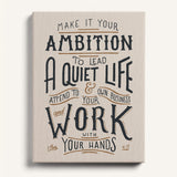 Work with your hands 1 Thessalonians 4:11 framed canvas wall art hand-drawn by Scripture Type #color_stone