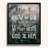 2 Corinthians 5:21  Knew No Sin framed art print by Scripture Type  #color_photo