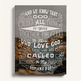Romans 8:28 All things for good hand-drawn Scripture framed canvas wall art by Scripture Type #color_photo