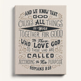 Romans 8:28 All things for good hand-drawn Scripture framed canvas wall art by Scripture Type #color_stone