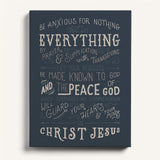 Be anxious for nothing Philippians 4:6-7  framed Scripture wall art hand-drawn by Scripture Type #color_navy