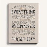 Be anxious for nothing Philippians 4:6-7  framed Scripture wall art hand-drawn by Scripture Type #color_stone