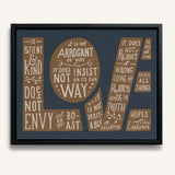 1 Corinthians 13 Love Framed Canvas hand-drawn Scripture art by Scripture Type #color_navy