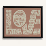1 Corinthians 13 Love Framed Canvas hand-drawn Scripture art by Scripture Type #color_rose