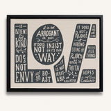 1 Corinthians 13 Love Framed Canvas hand-drawn Scripture art by Scripture Type #color_stone