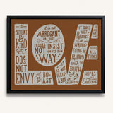 1 Corinthians 13 Love Framed Canvas hand-drawn Scripture art by Scripture Type #color_terracotta
