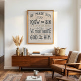 2 Corinthians 5:1 Knew No Sin Framed Canvas Scripture Artwork by Scripture Type #color_stone