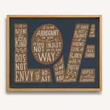 1 Corinthians 13 Love Framed Canvas hand-drawn Scripture art by Scripture Type #color_navy