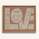1 Corinthians 13 Love Framed Canvas hand-drawn Scripture art by Scripture Type #color_rose