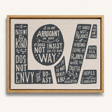 1 Corinthians 13 Love Framed Canvas hand-drawn Scripture art by Scripture Type #color_stone