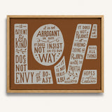 1 Corinthians 13 Love Framed Canvas hand-drawn Scripture art by Scripture Type #color_terracotta
