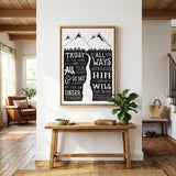 Trust in the Lord Proverbs 3:5-6 framed canvas Scripture wall art hand-drawn by Scripture Type #color_black & white