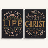 Only One Life, 'Twill Soon Be Past C.T. Studd hand-drawn framed canvas by Scripture Type #color_charcoal