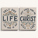 Only One Life, 'Twill Soon Be Past C.T. Studd hand-drawn framed canvas by Scripture Type #color_stone