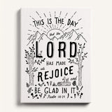 Psalm 118:24 This Is The Day hand-drawn framed Scripture wall art by Scripture Type #color_black & white