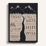 Trust in the Lord Proverbs 3:5-6 framed canvas Scripture wall art hand-drawn by Scripture Type #color_charcoal