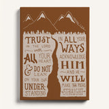 Trust in the Lord Proverbs 3:5-6 framed canvas Scripture wall art hand-drawn by Scripture Type #color_terracotta