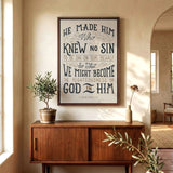 2 Corinthians 5:1 Knew No Sin Framed Canvas Scripture Artwork by Scripture Type #color_stone
