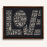1 Corinthians 13 Love Framed Canvas hand-drawn Scripture art by Scripture Type #color_charcoal