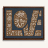 1 Corinthians 13 Love Framed Canvas hand-drawn Scripture art by Scripture Type #color_navy