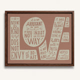 1 Corinthians 13 Love Framed Canvas hand-drawn Scripture art by Scripture Type #color_rose