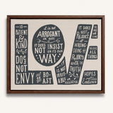1 Corinthians 13 Love Framed Canvas hand-drawn Scripture art by Scripture Type #color_stone