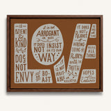 1 Corinthians 13 Love Framed Canvas hand-drawn Scripture art by Scripture Type #color_terracotta