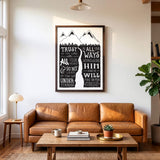 Trust in the Lord Proverbs 3:5-6 framed canvas Scripture wall art hand-drawn by Scripture Type #color_black & white
