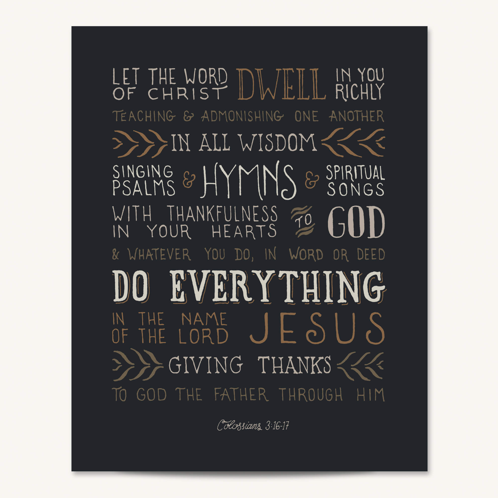 Dwell In You Richly (Colossians 3:16-17) - Scripture Art Print ...
