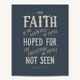 Scripture Type Hebrews 11:1 Faith Hand Drawn Art Print #color_navy