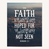 Scripture Type Hebrews 11:1 Faith Hand Drawn Art Print #color_photo