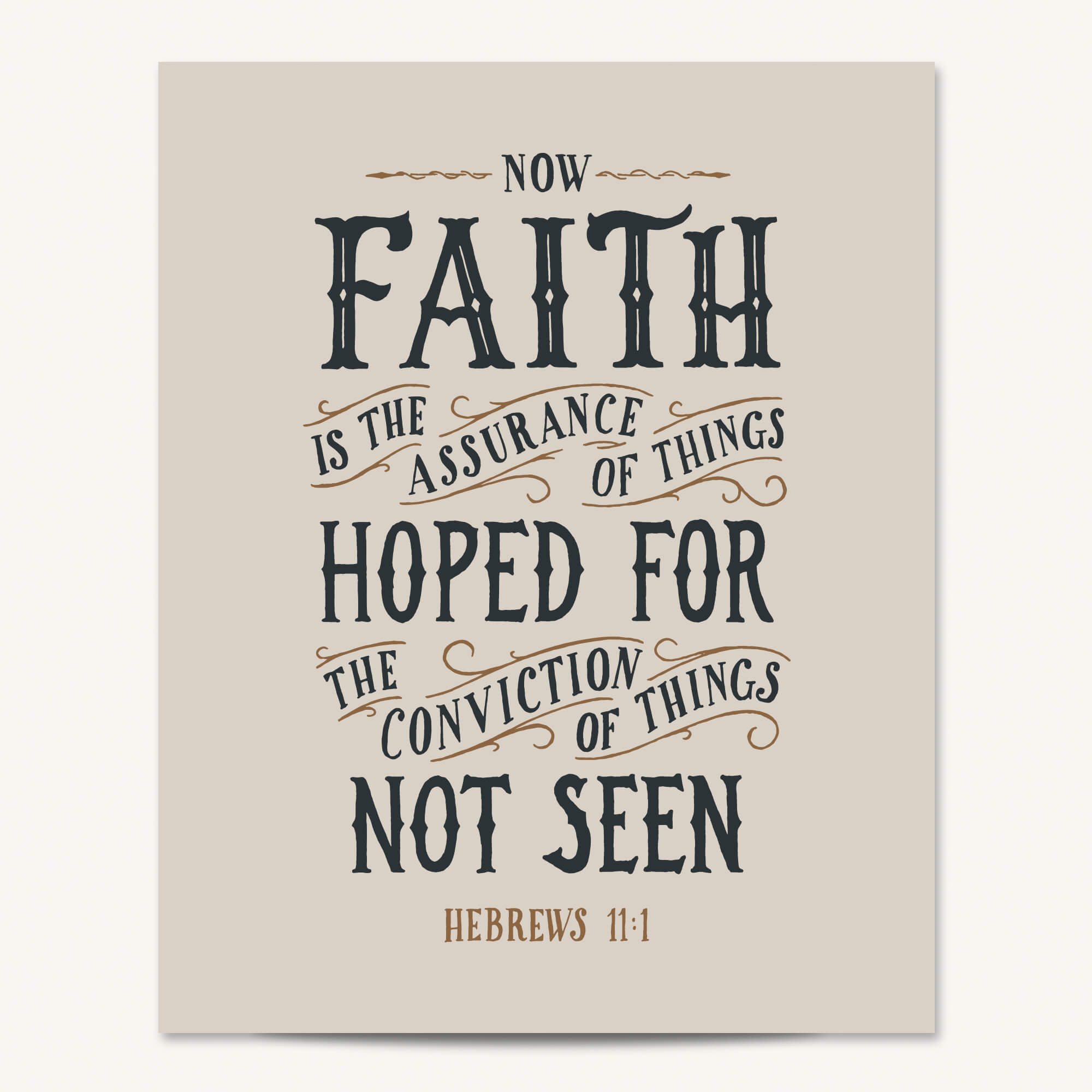 Scripture Type Hebrews 11:1 Faith Hand Drawn Art Print #color_stone
