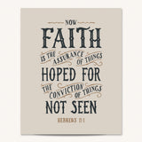 Scripture Type Hebrews 11:1 Faith Hand Drawn Art Print #color_stone