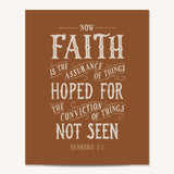 Scripture Type Hebrews 11:1 Faith Hand Drawn Art Print #color_terracotta